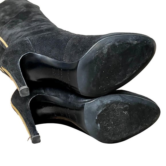 SERGIO ROSSI Black Suede Thigh High Boots - Picture 10 of 10